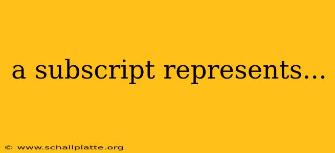 a subscript represents...